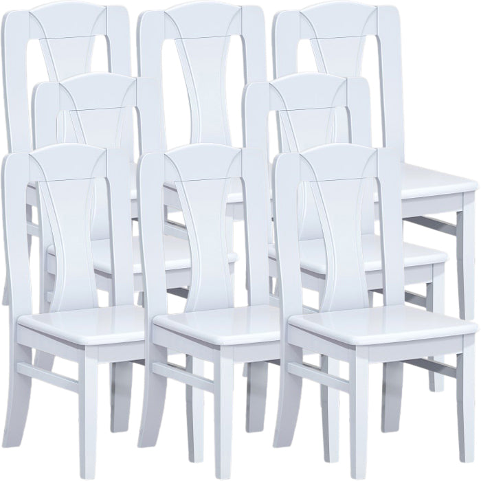 Contemporary Dining Room Rubberwood Slat Back Armless Dining Chair