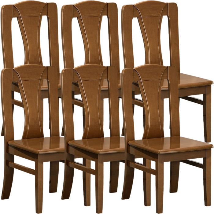 Contemporary Dining Room Rubberwood Slat Back Armless Dining Chair