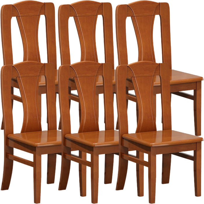 Contemporary Dining Room Rubberwood Slat Back Armless Dining Chair