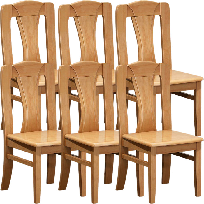 Contemporary Dining Room Rubberwood Slat Back Armless Dining Chair
