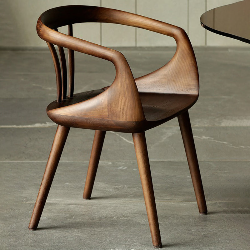 Contemporary Style Open Back Solid Wood Dining Arm Chair for Home
