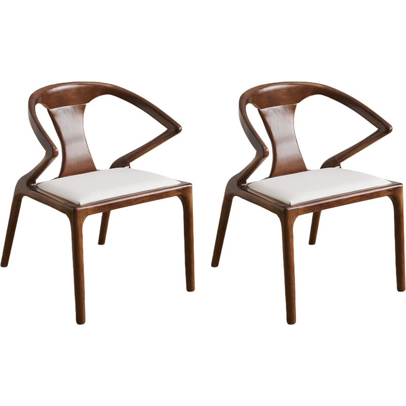 Contemporary Style Open Back Solid Wood Dining Arm Chair for Home