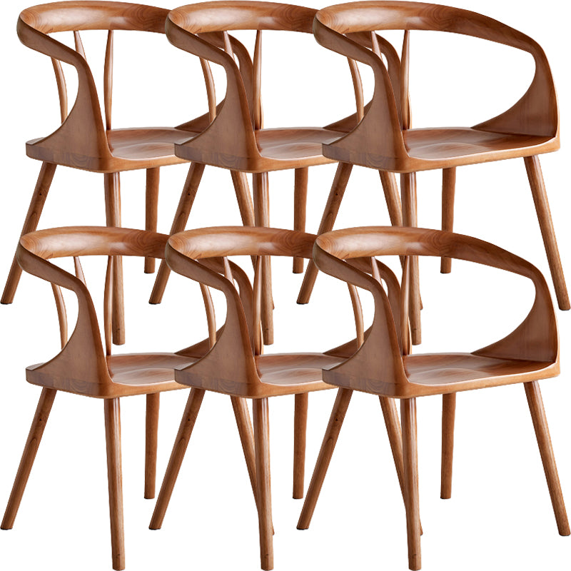 Contemporary Style Open Back Solid Wood Dining Arm Chair for Home