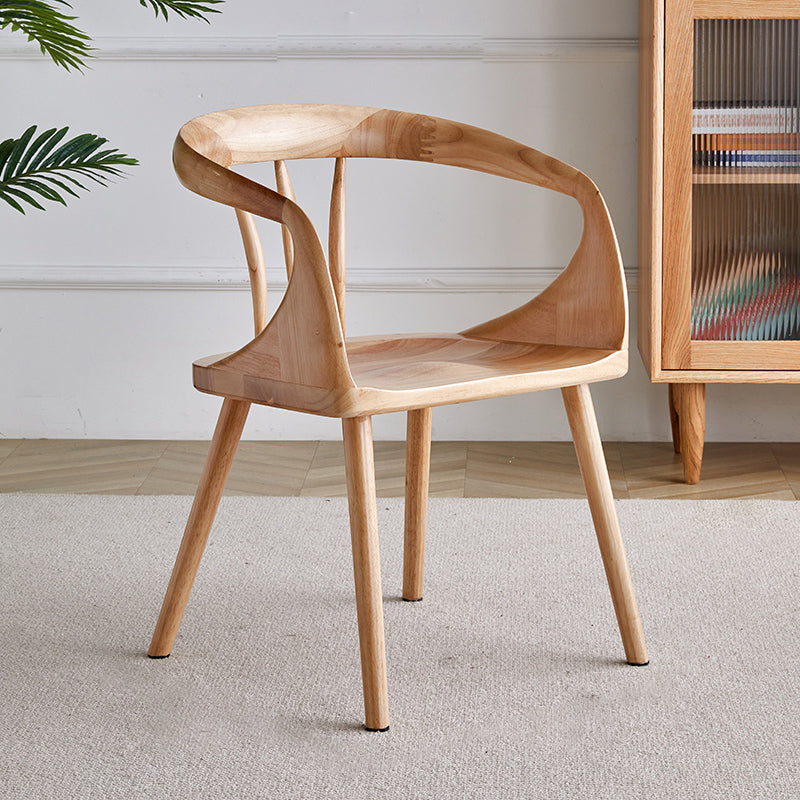Contemporary Style Open Back Solid Wood Dining Arm Chair for Home