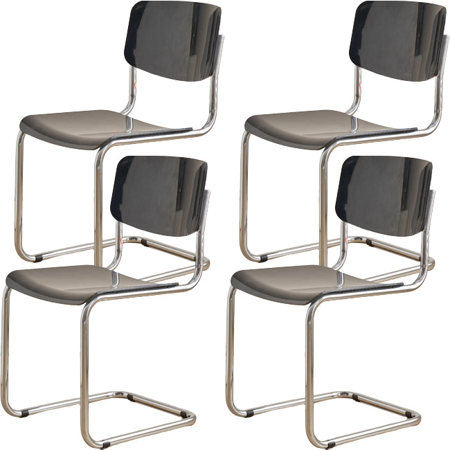 Contemporary Dining Room Silver Leg Open Back Armless Dining Chair