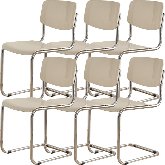 Contemporary Dining Room Silver Leg Open Back Armless Dining Chair
