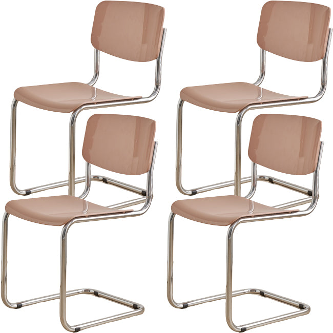 Contemporary Dining Room Silver Leg Open Back Armless Dining Chair