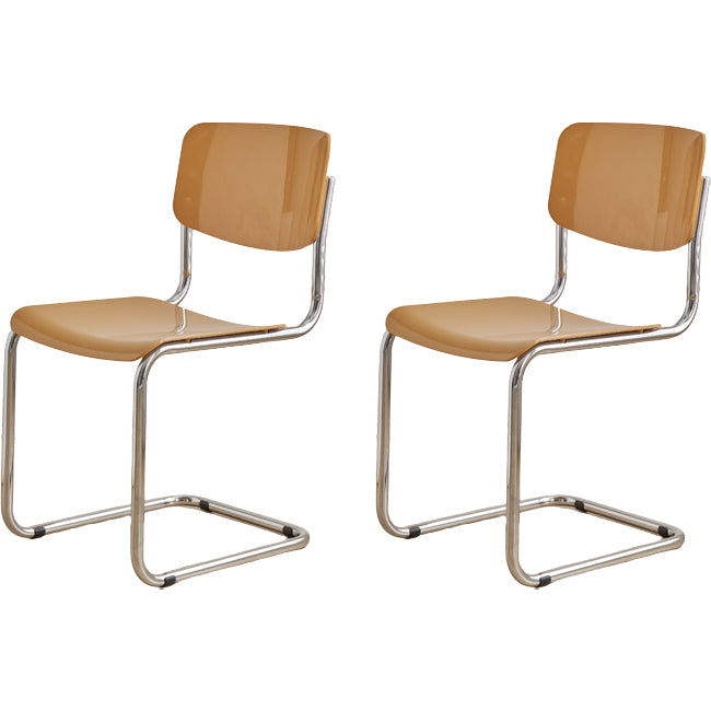 Contemporary Dining Room Silver Leg Open Back Armless Dining Chair