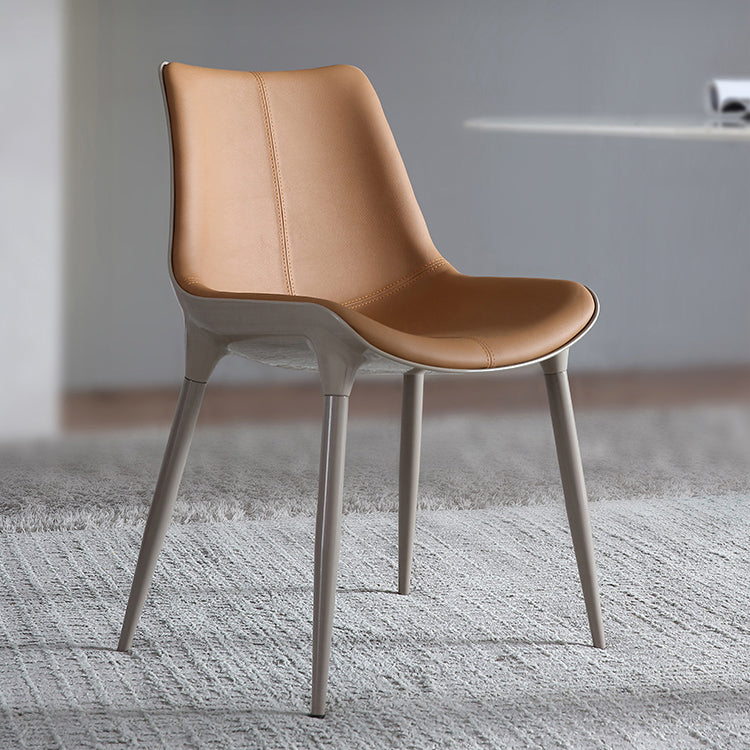 Contemporary Indoor Faux Leather Armless Upholstered Parsons Dining Chair