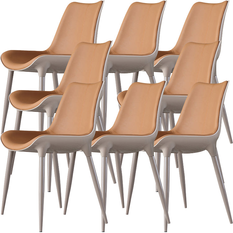 Contemporary Indoor Faux Leather Armless Upholstered Parsons Dining Chair