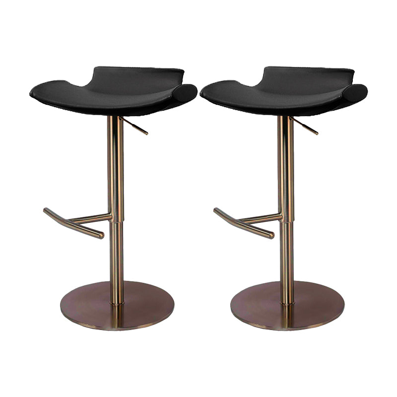 Contemporary Adjustable Backless Counter High Stool with Leather Cushion
