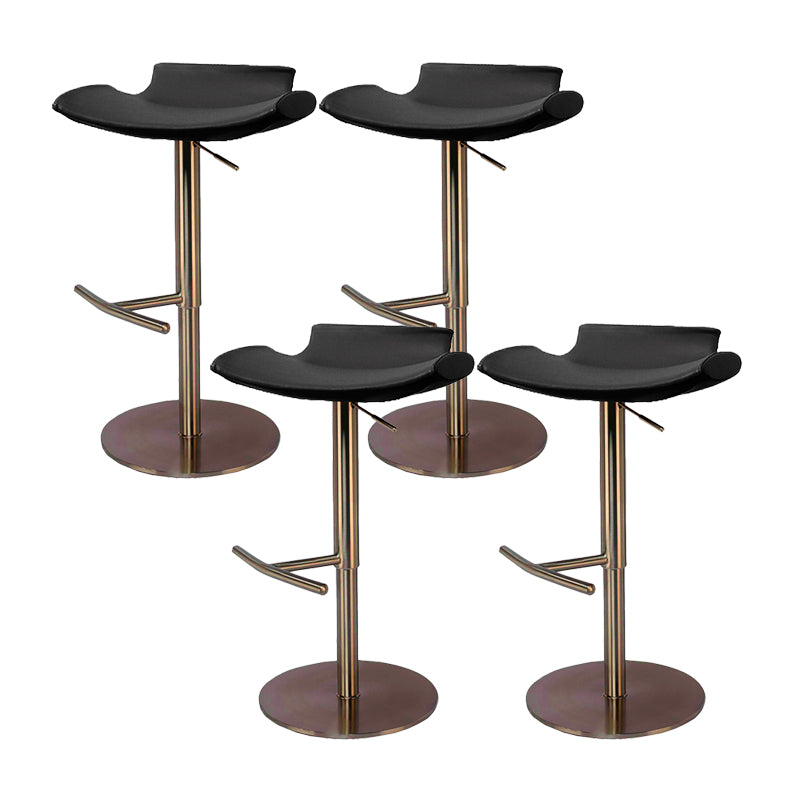 Contemporary Adjustable Backless Counter High Stool with Leather Cushion