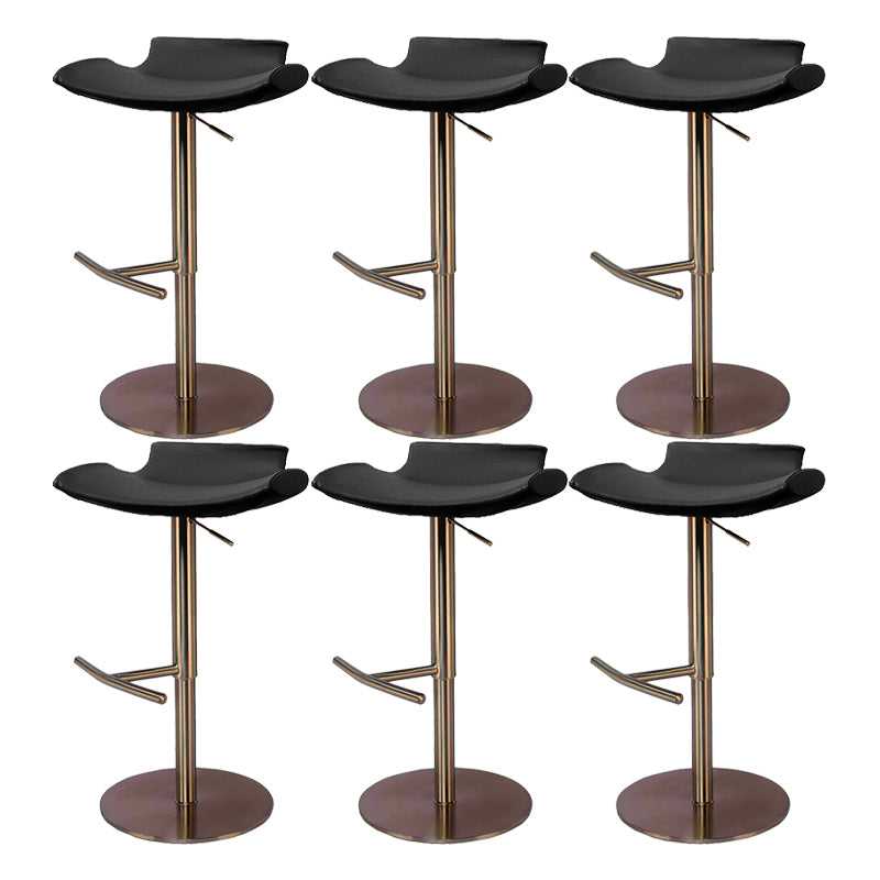 Contemporary Adjustable Backless Counter High Stool with Leather Cushion