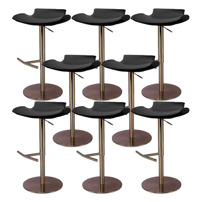 Contemporary Adjustable Backless Counter High Stool with Leather Cushion