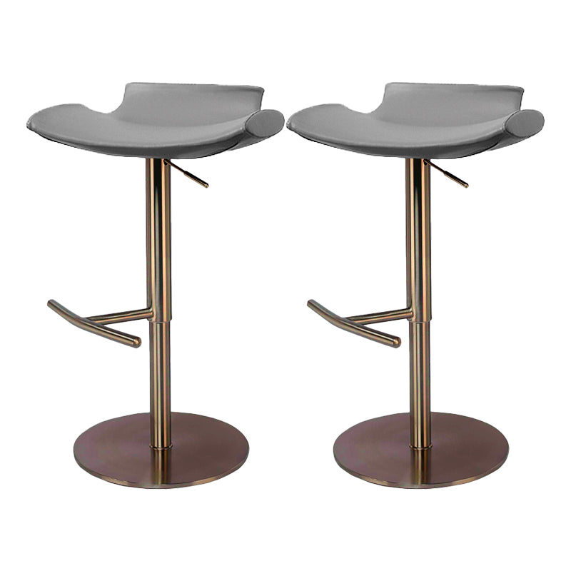 Contemporary Adjustable Backless Counter High Stool with Leather Cushion