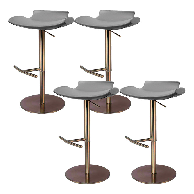 Contemporary Adjustable Backless Counter High Stool with Leather Cushion