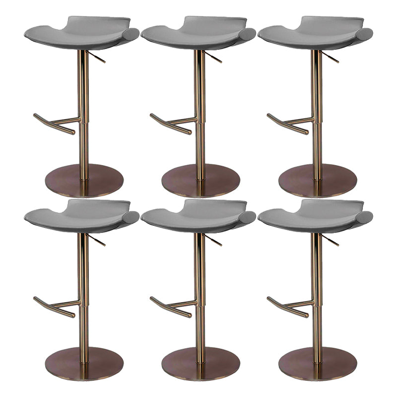 Contemporary Adjustable Backless Counter High Stool with Leather Cushion