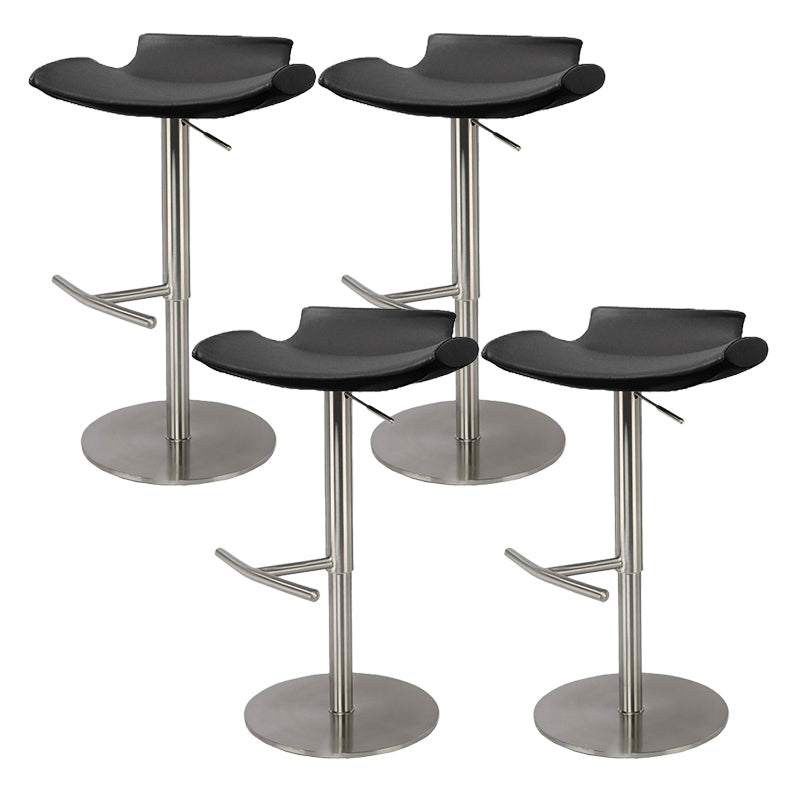 Contemporary Adjustable Backless Counter High Stool with Leather Cushion