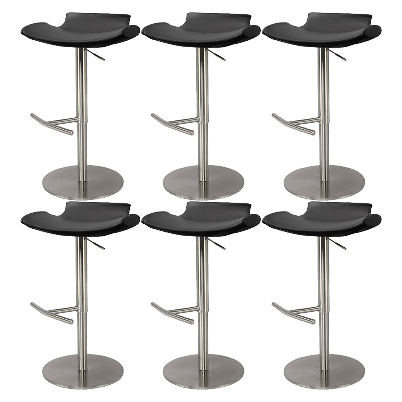 Contemporary Adjustable Backless Counter High Stool with Leather Cushion