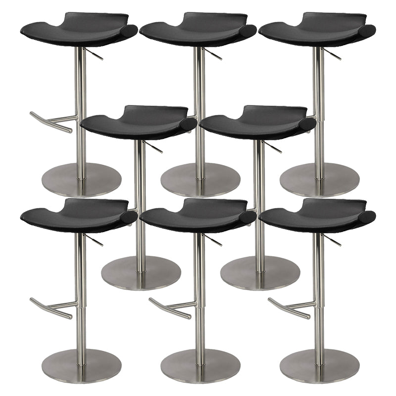 Contemporary Adjustable Backless Counter High Stool with Leather Cushion