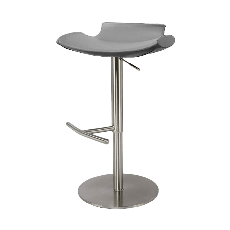 Contemporary Adjustable Backless Counter High Stool with Leather Cushion
