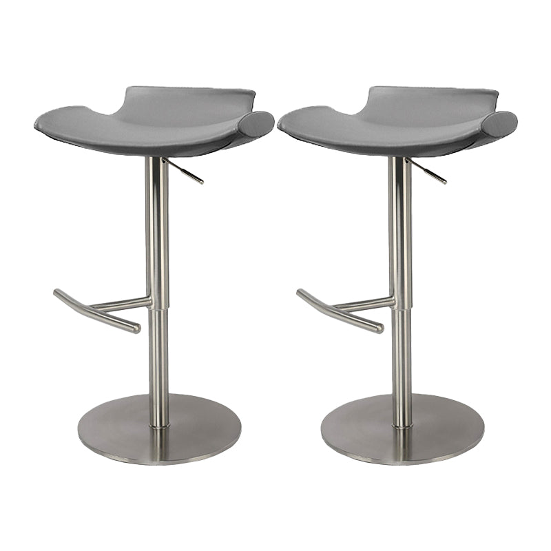 Contemporary Adjustable Backless Counter High Stool with Leather Cushion