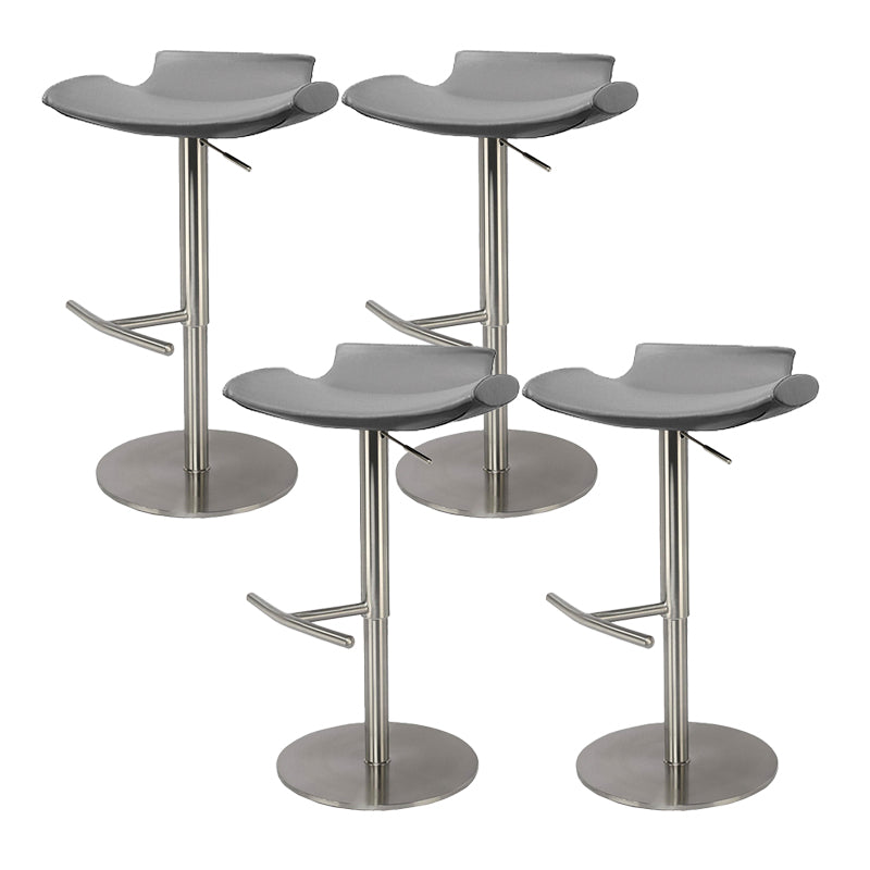 Contemporary Adjustable Backless Counter High Stool with Leather Cushion