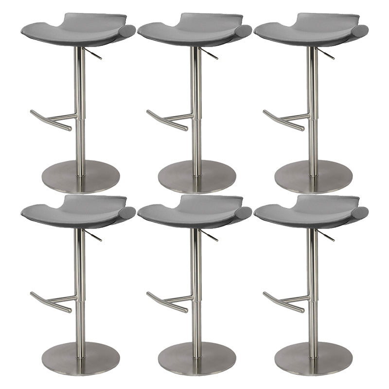 Contemporary Adjustable Backless Counter High Stool with Leather Cushion