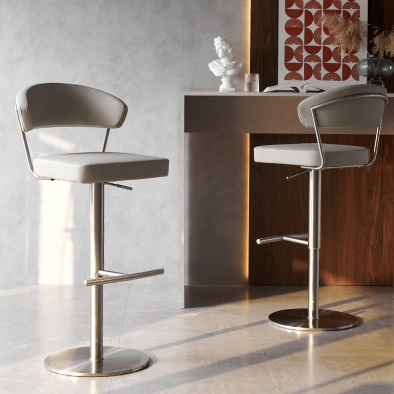 Modern Style Adjustable Backrest High Stool with Leather Cushion