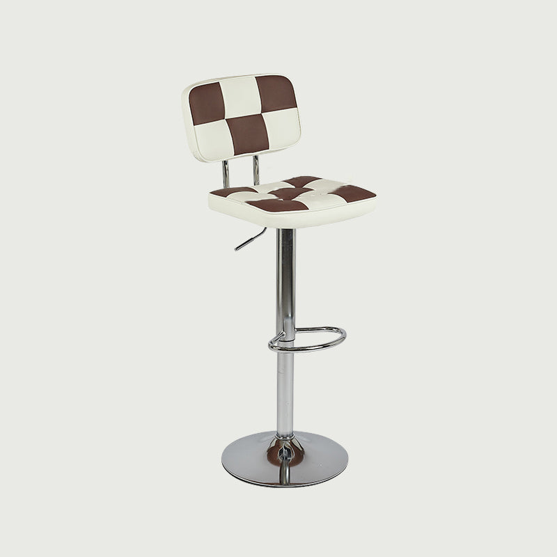 Modern Adjustable Backrest Counter High Stool with Leather Cushion