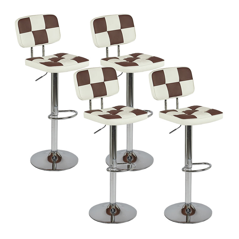 Modern Adjustable Backrest Counter High Stool with Leather Cushion
