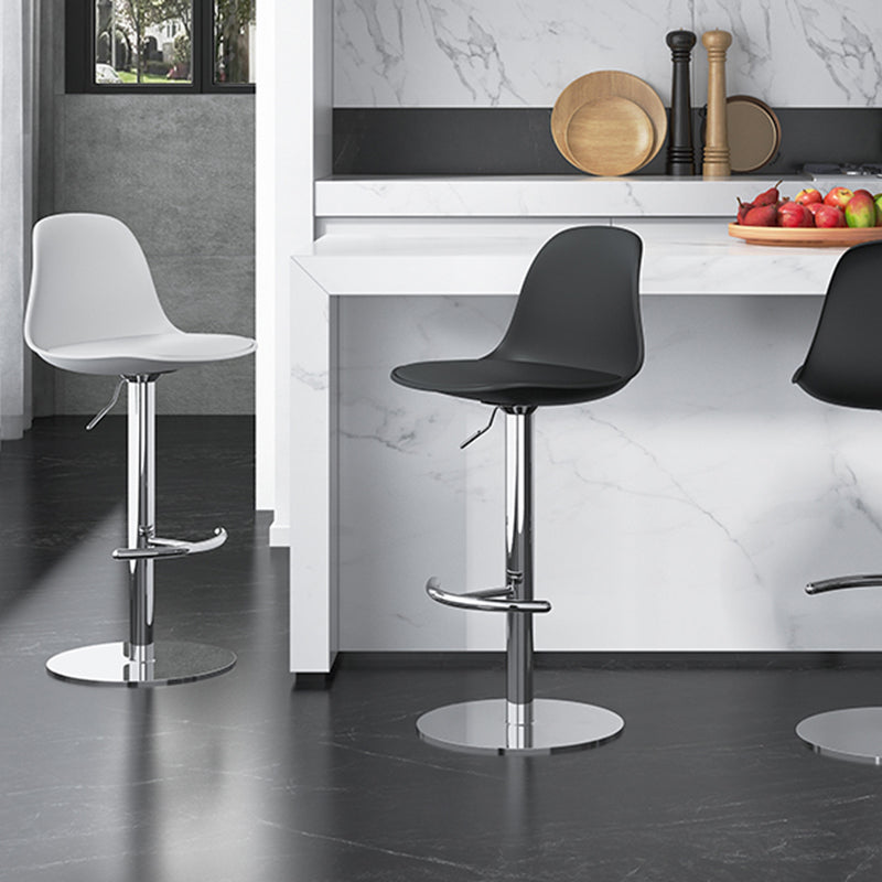 Modern Adjustable Height Swivel Low Back Bar Stool with Metal Base