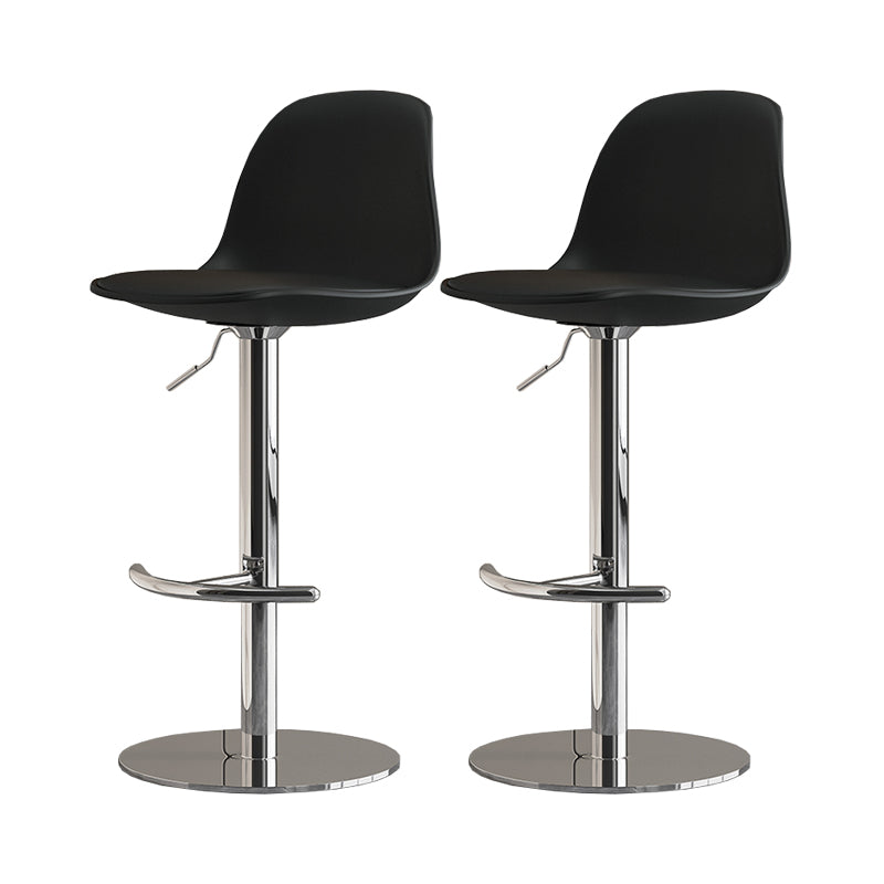 Modern Adjustable Height Swivel Low Back Bar Stool with Metal Base
