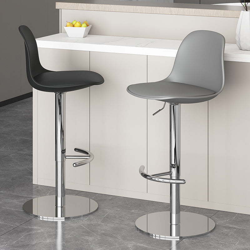 Modern Adjustable Height Swivel Low Back Bar Stool with Metal Base