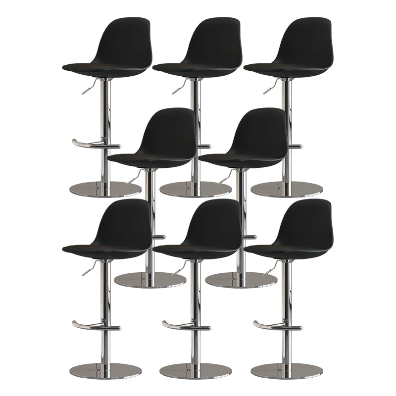 Modern Adjustable Height Swivel Low Back Bar Stool with Metal Base