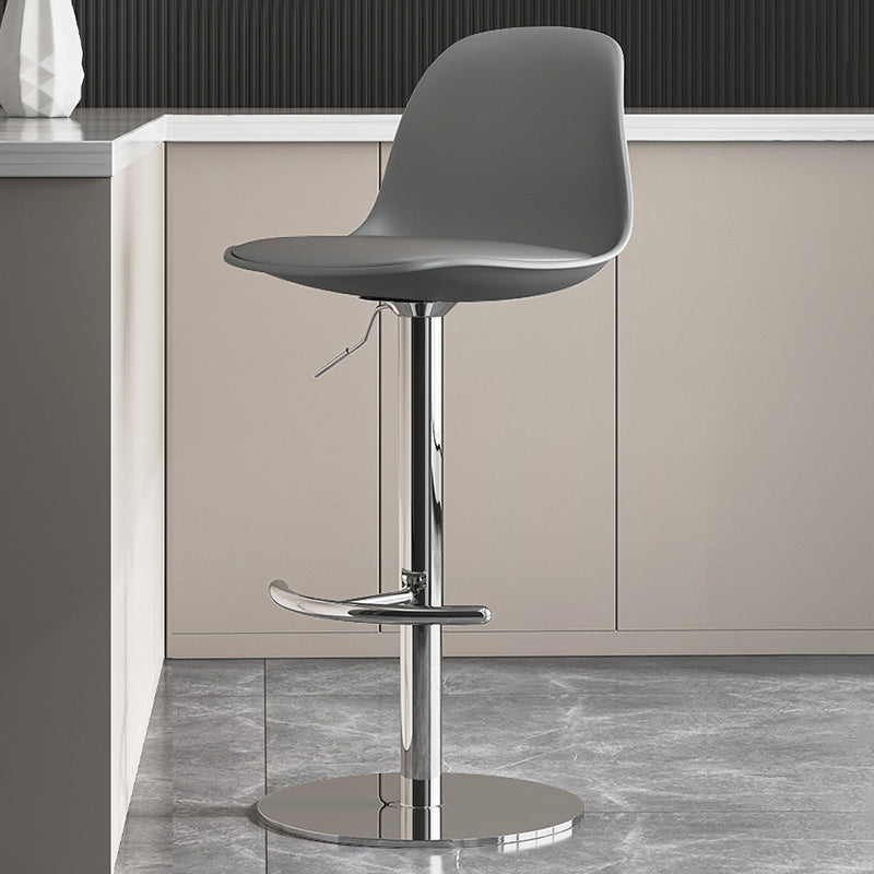 Modern Adjustable Height Swivel Low Back Bar Stool with Metal Base