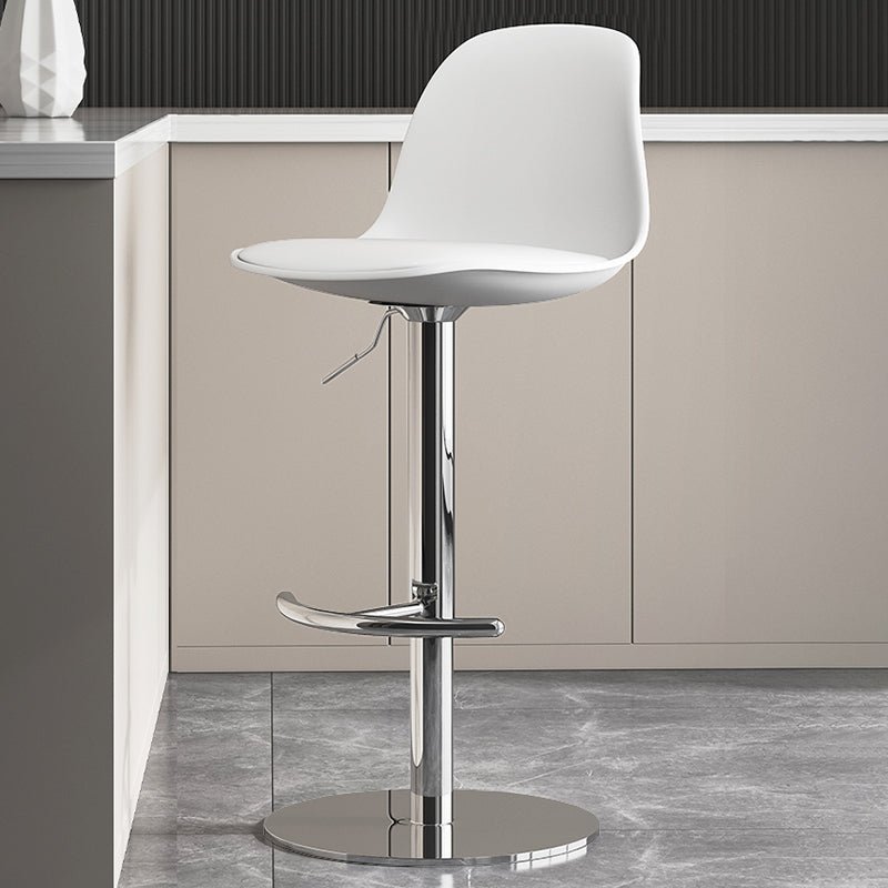 Modern Adjustable Height Swivel Low Back Bar Stool with Metal Base