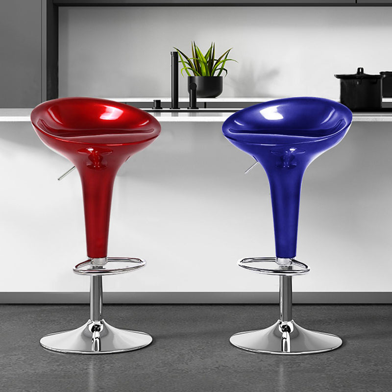 Modern Adjustable Height Swivel Armless Bar Stool with Metal Base
