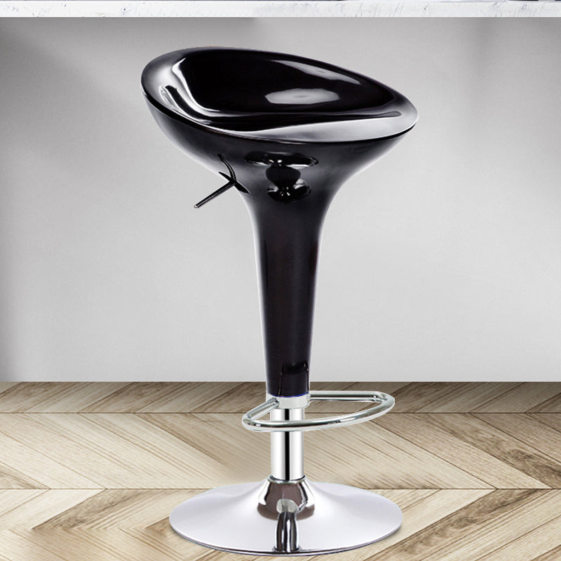 Modern Adjustable Height Swivel Armless Bar Stool with Metal Base