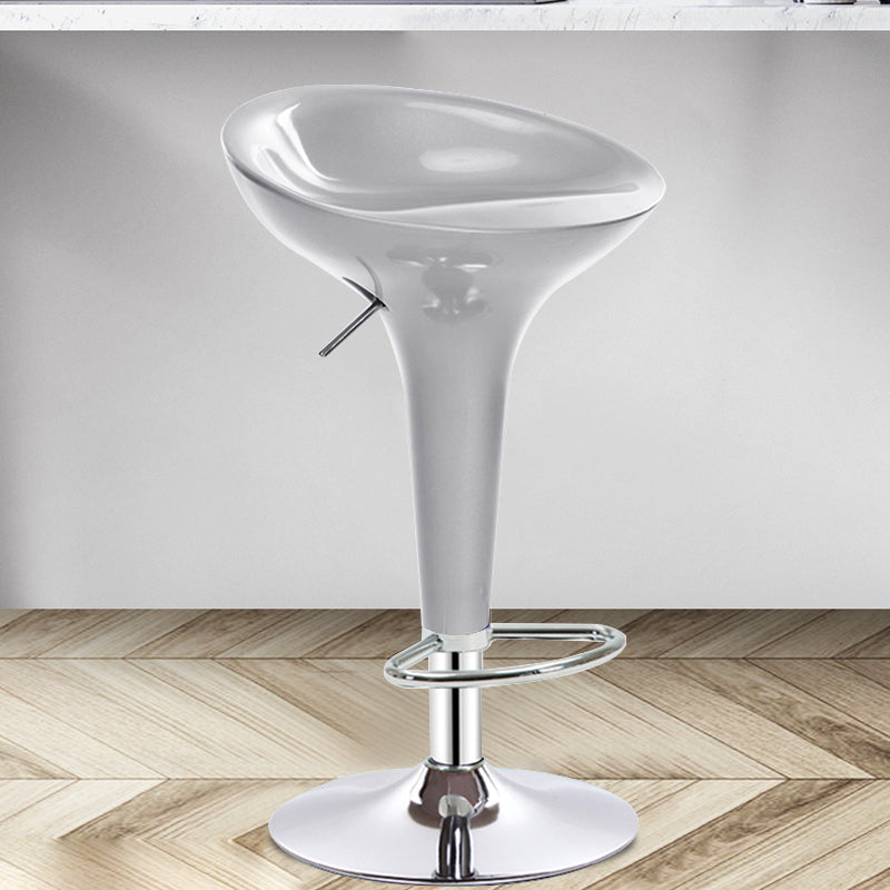 Modern Adjustable Height Swivel Armless Bar Stool with Metal Base