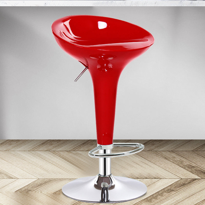 Modern Adjustable Height Swivel Armless Bar Stool with Metal Base