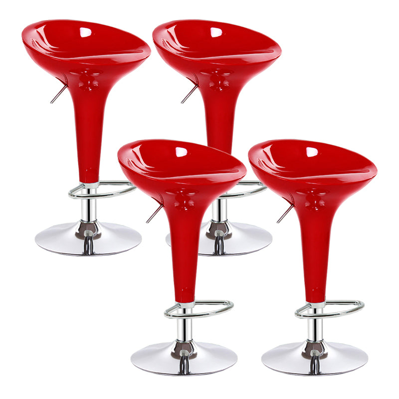 Modern Adjustable Height Swivel Armless Bar Stool with Metal Base