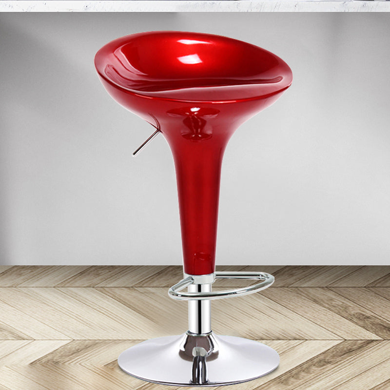 Modern Adjustable Height Swivel Armless Bar Stool with Metal Base