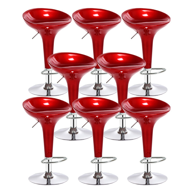Modern Adjustable Height Swivel Armless Bar Stool with Metal Base