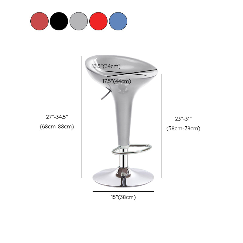 Modern Adjustable Height Swivel Armless Bar Stool with Metal Base