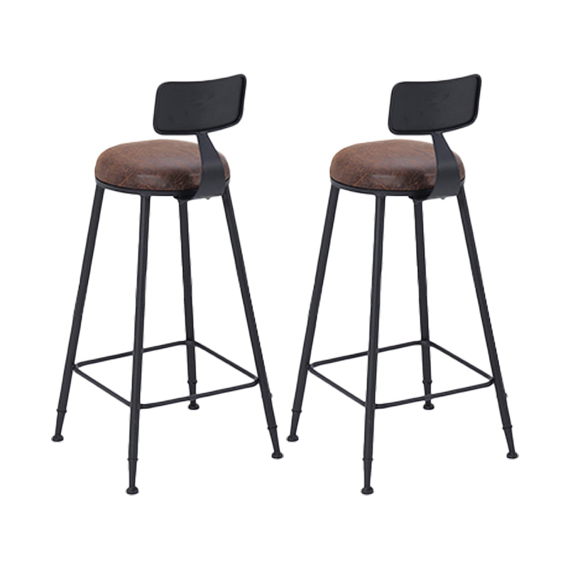 Industrial Low Back Counter & Bar Stool in Black and Brown for Restaurant