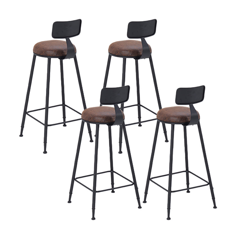 Industrial Low Back Counter & Bar Stool in Black and Brown for Restaurant