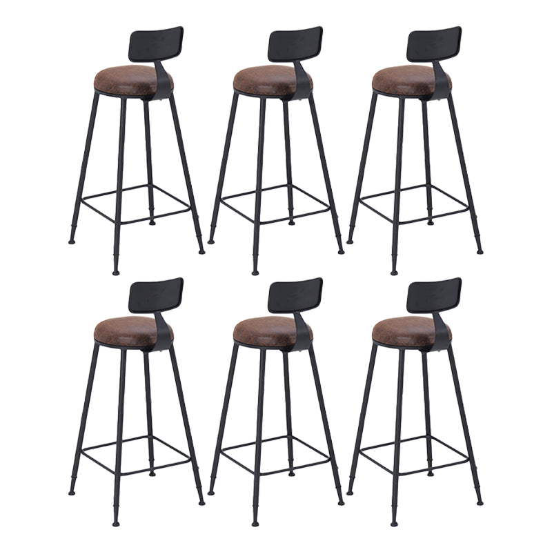 Industrial Low Back Counter & Bar Stool in Black and Brown for Restaurant