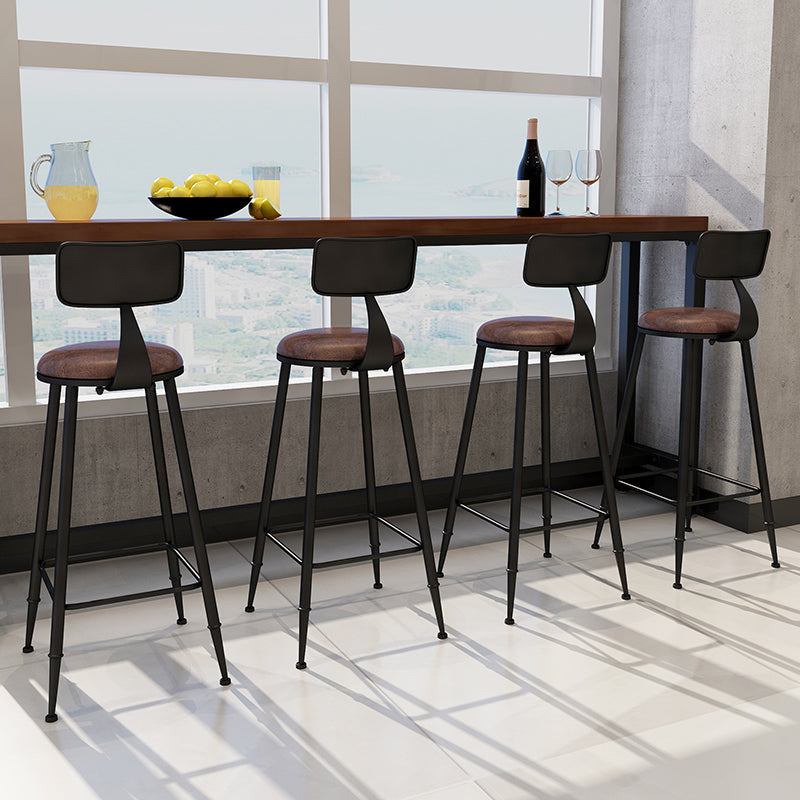 Industrial Low Back Counter & Bar Stool in Black and Brown for Restaurant