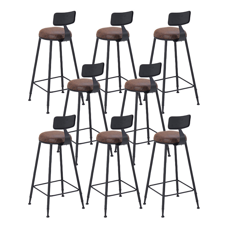 Industrial Low Back Counter & Bar Stool in Black and Brown for Restaurant